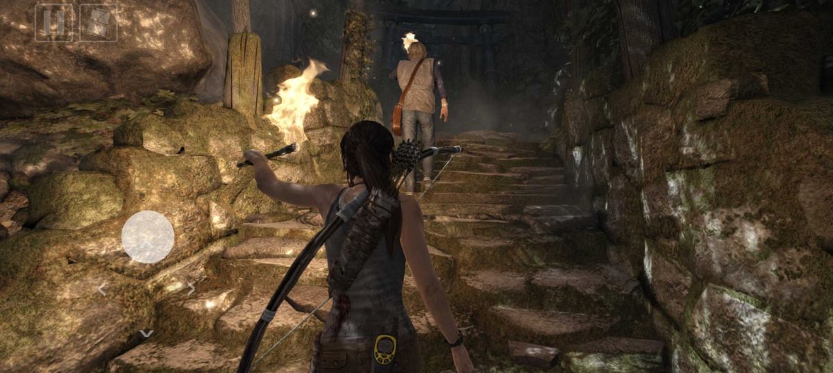 An in-game screenshot of the Tomb Raider mobile port.