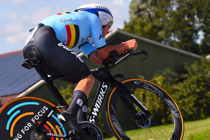 Remco Evenepoel (Belgium) on his way to winning the 2019 European Championships elite men's time trial