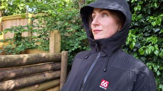 66 North Snaefell jacket review: T3's active writer wearing the Snaefell with its hood up