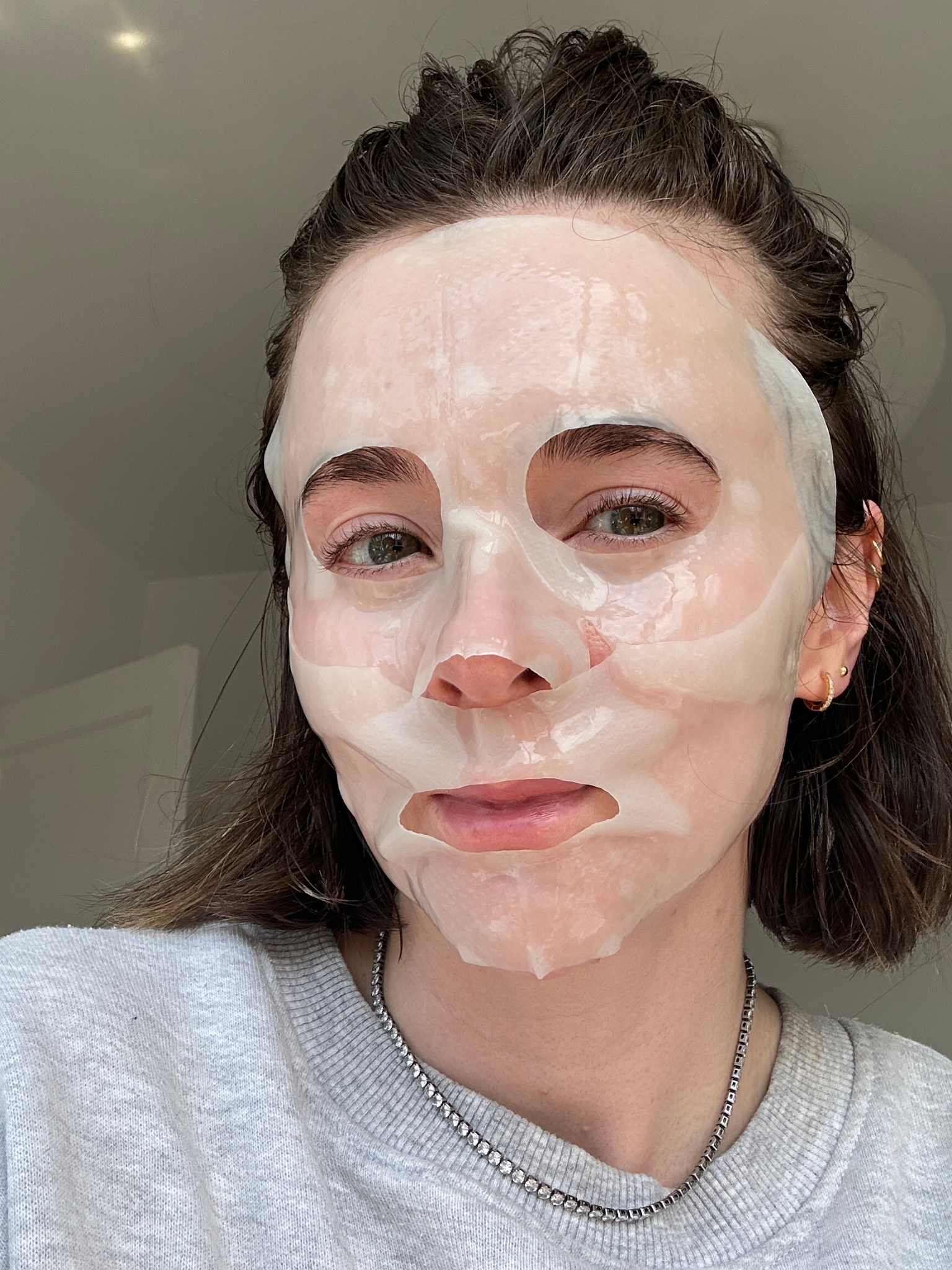 Freelance beauty editor Grace Day wearing a Korean face mask