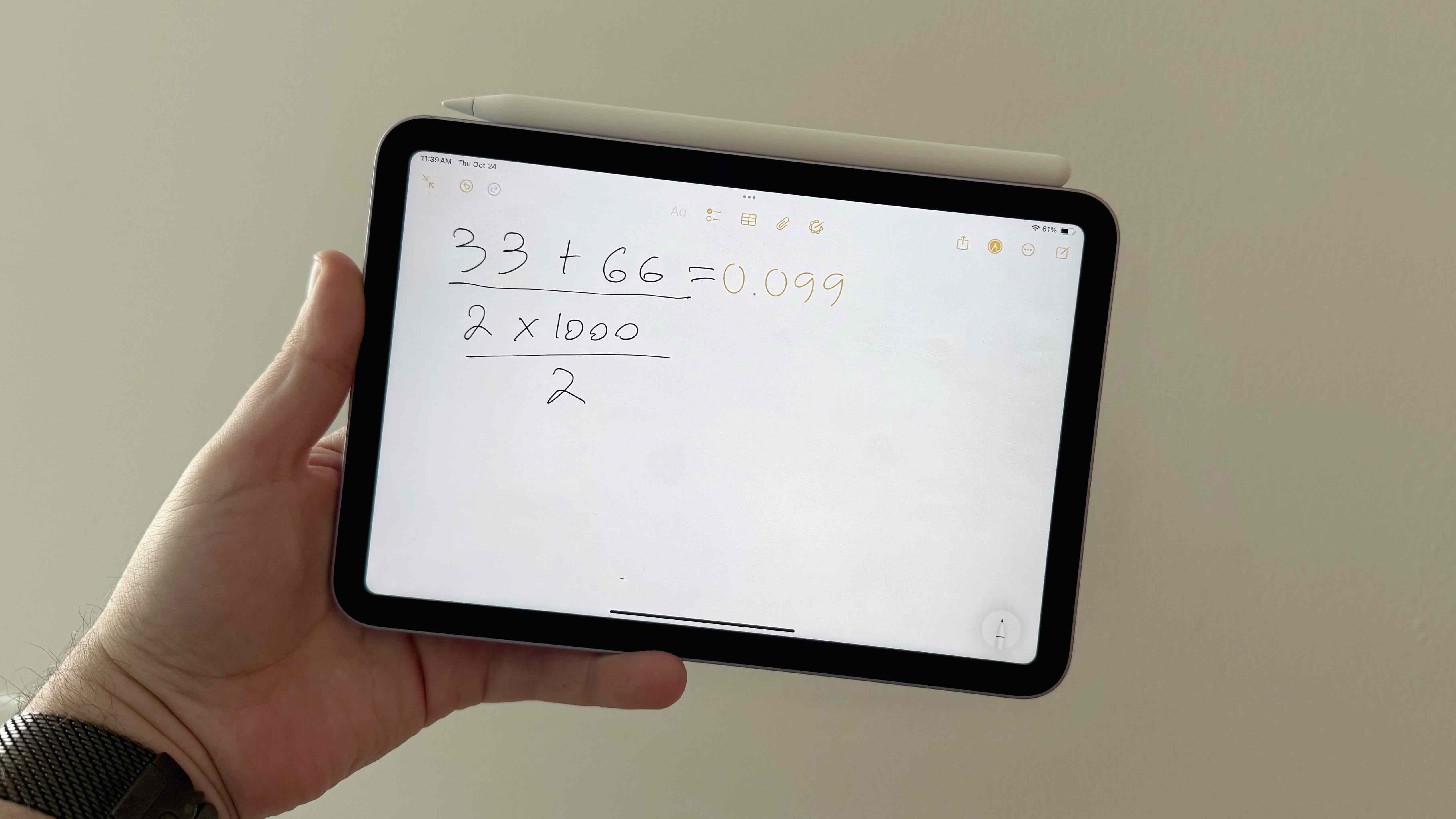 Math Notes running on an iPad mini