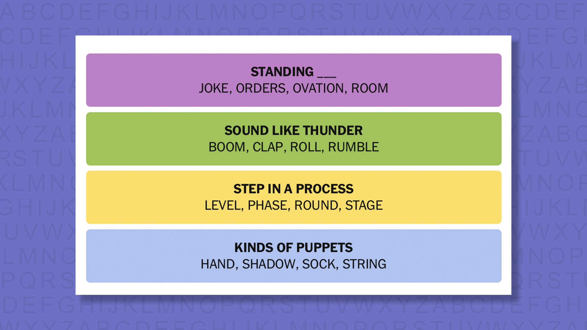 NYT Connections answers for game 1053 on a purple background