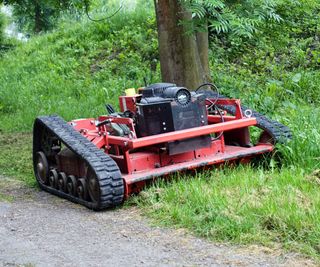 A remote-controlled lawn mower