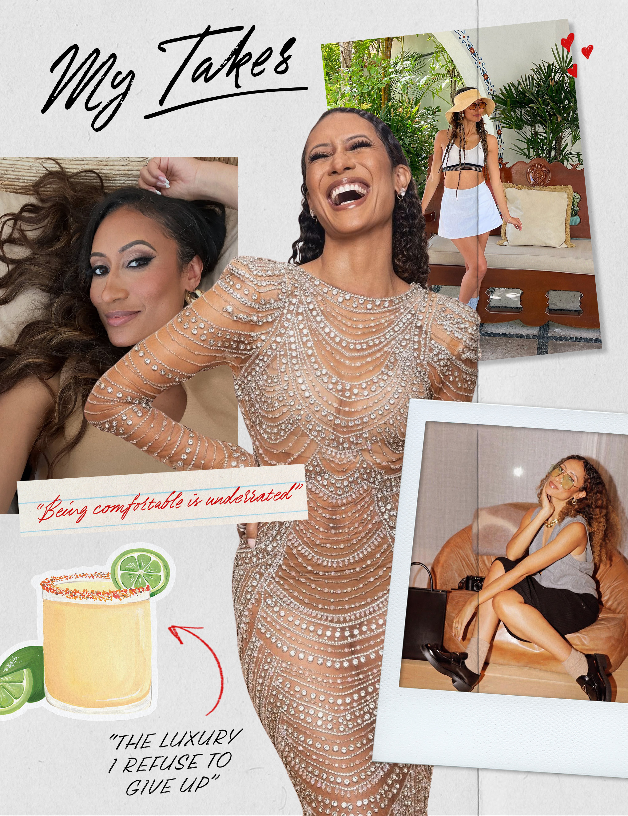 A collage of elaine welteroth and an image of a margarita.