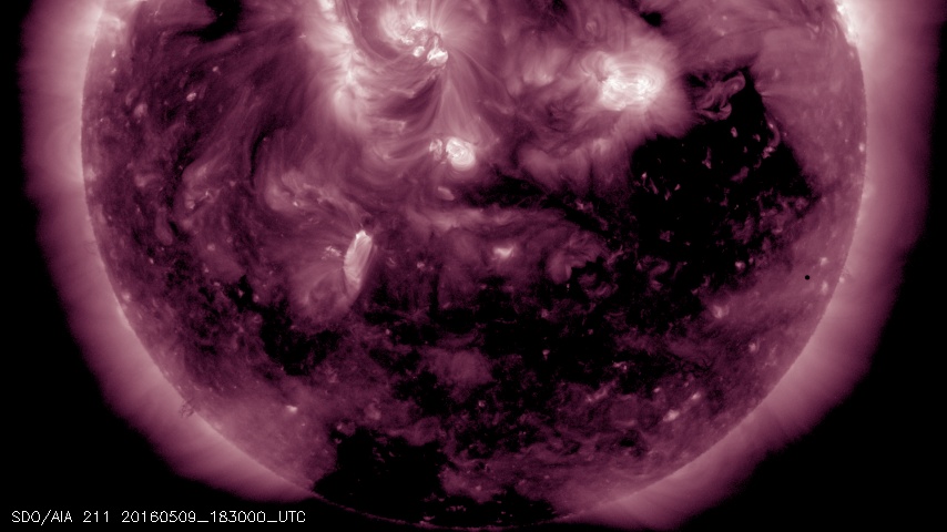 Large purple sun with small black Mercury dot on right