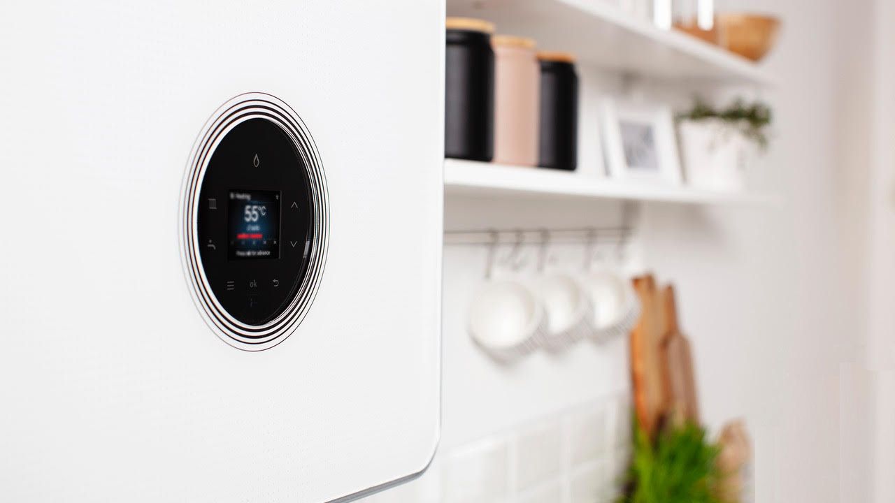 Boiler on wall in kitchen