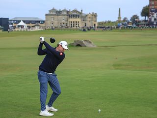 Matt Fitzpatrick hitting a driver at St. Andrews Old Course