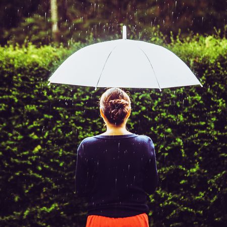 People in nature, Umbrella, Green, Grass, Red, Light, Water, Leaf, Sunlight, Rain, 