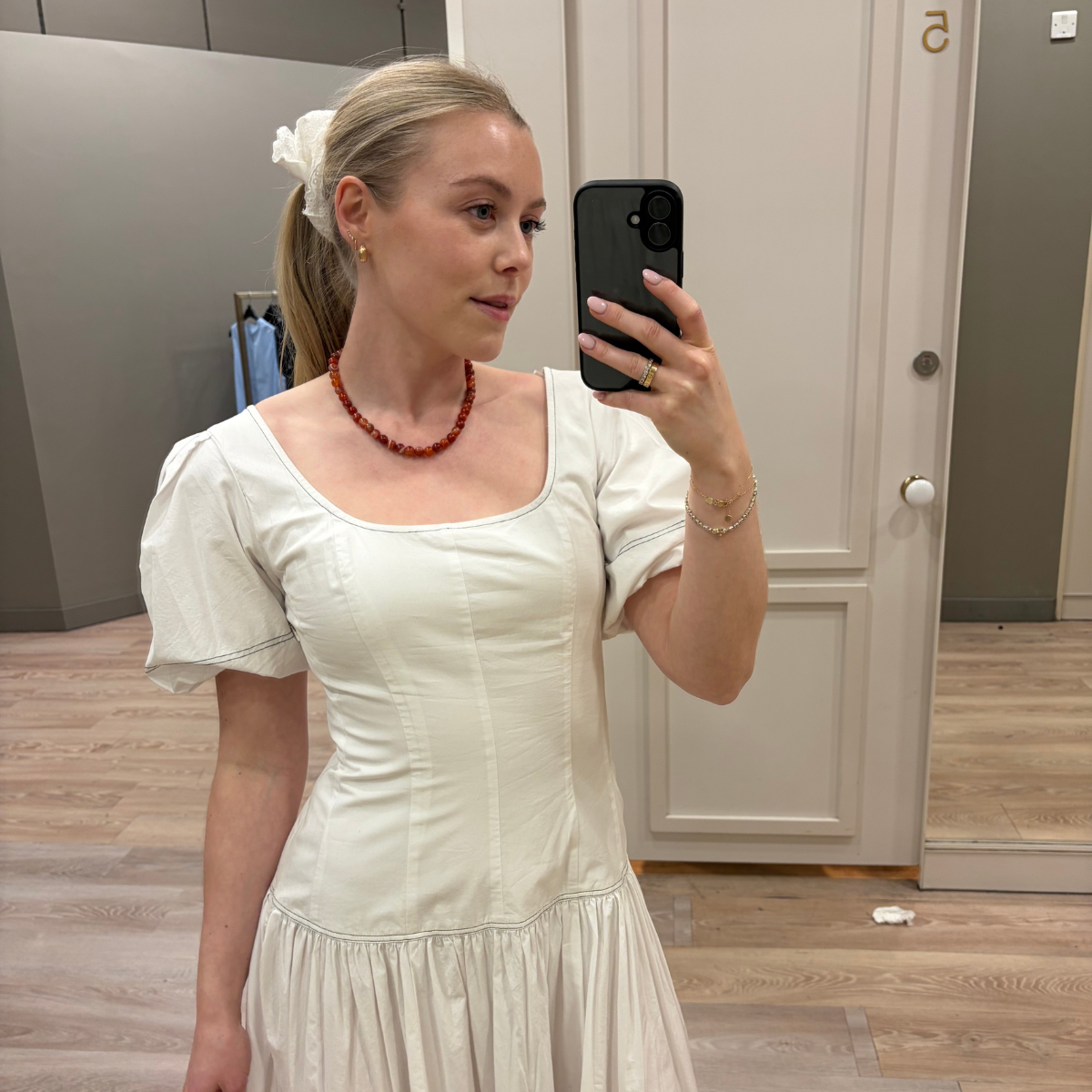 M&amp;S pure cotton drop waist midi waisted dress