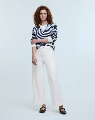 The Curvy Emmett Wide-Leg Jean in Tile White: Welt Pocket Edition