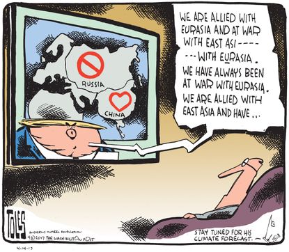 Political Cartoon U.S. Russia China Trump War 1984