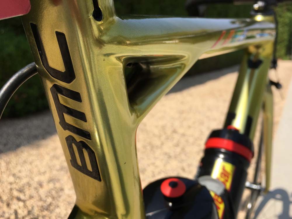 A close-up of the seatpost area