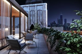 Restaurant terrace at The Robey Hotel, Chicago, USA
