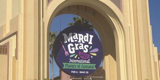 Mardi Gras celebration sign from Universal Studios Florida