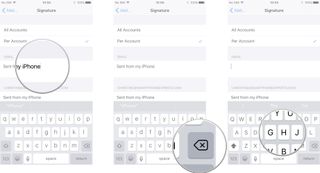 Tap the end of the Signature, tap delete, type new Signature