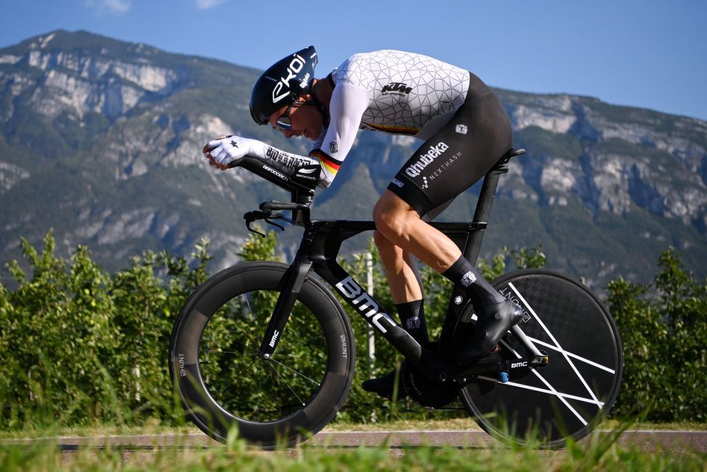 TRENTO ITALY SEPTEMBER 09 Max Walscheid of Germanysprints during the 27th UEC Road Cycling European Championships 2021 Elite Mens Individual Time Trial a 224km race from Trento to Trento UECcycling ITT on September 09 2021 in Trento Italy Photo by Justin SetterfieldGetty Images