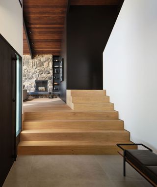 wooden steps up inside a san francisco house