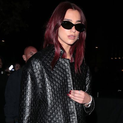 Dua Lipa attends the Gucci resort show in a black blazer and no pants