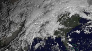 Satellite image of severe storms over United States