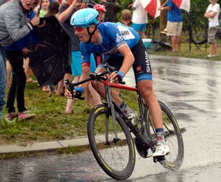 Ramunas Navardauskas escapes on stage nineteen of the 2014 Tour de France