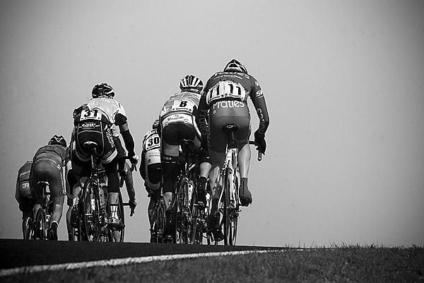The lead goup head over a climb on their way to the category one climb at Poatina.
