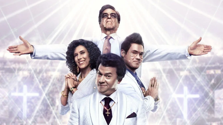 "The Righteous Gemstones" s4: (Clockwise from top) Eli Gemstone (played by John Goodman), Kelvin Gemstone (Adam DeVine), Jesse Gemstone (Danny McBride) and Judy Gemstone (Edi Patterson)