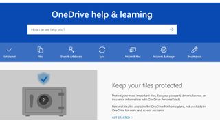 Microsoft OneDrive's online help and learning webpage
