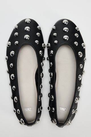 Leather Ballerinas With Studs