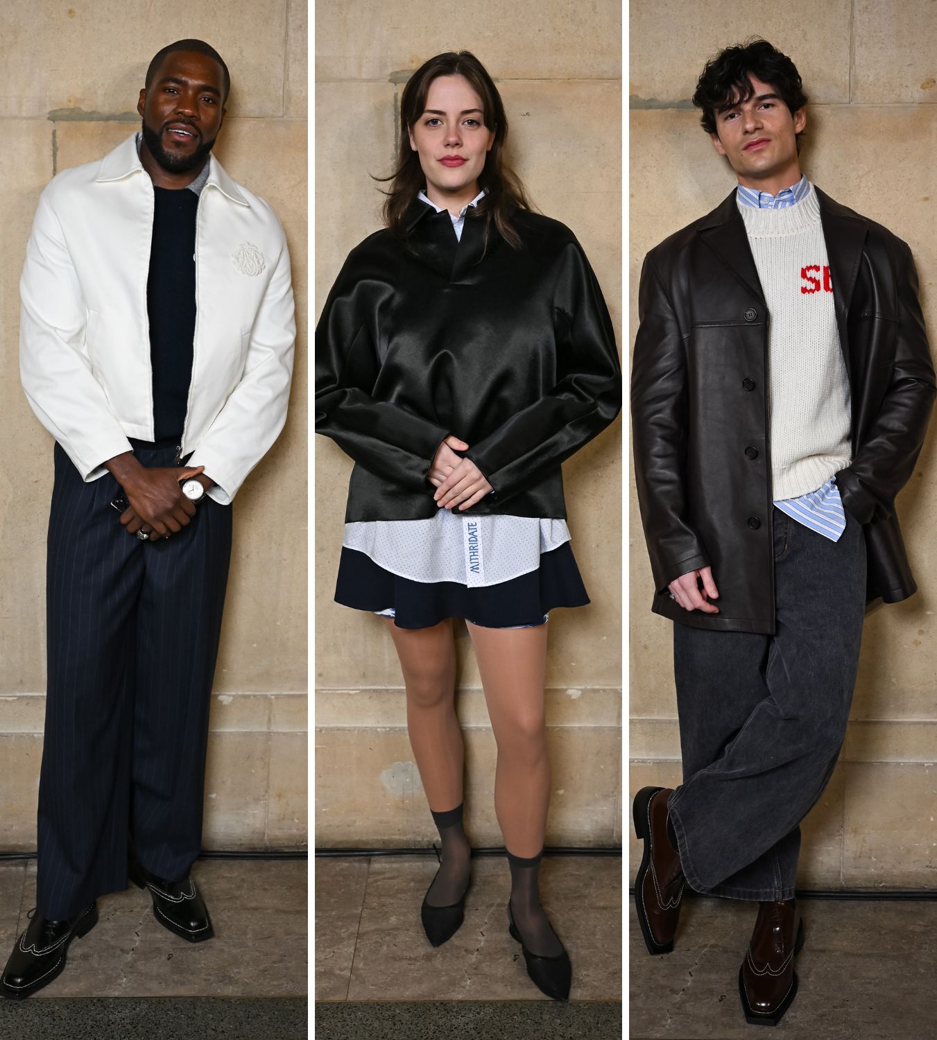 Martins Imhangbe, meg bellamy and paul forman at mithridate's aw26 show during london fashion week