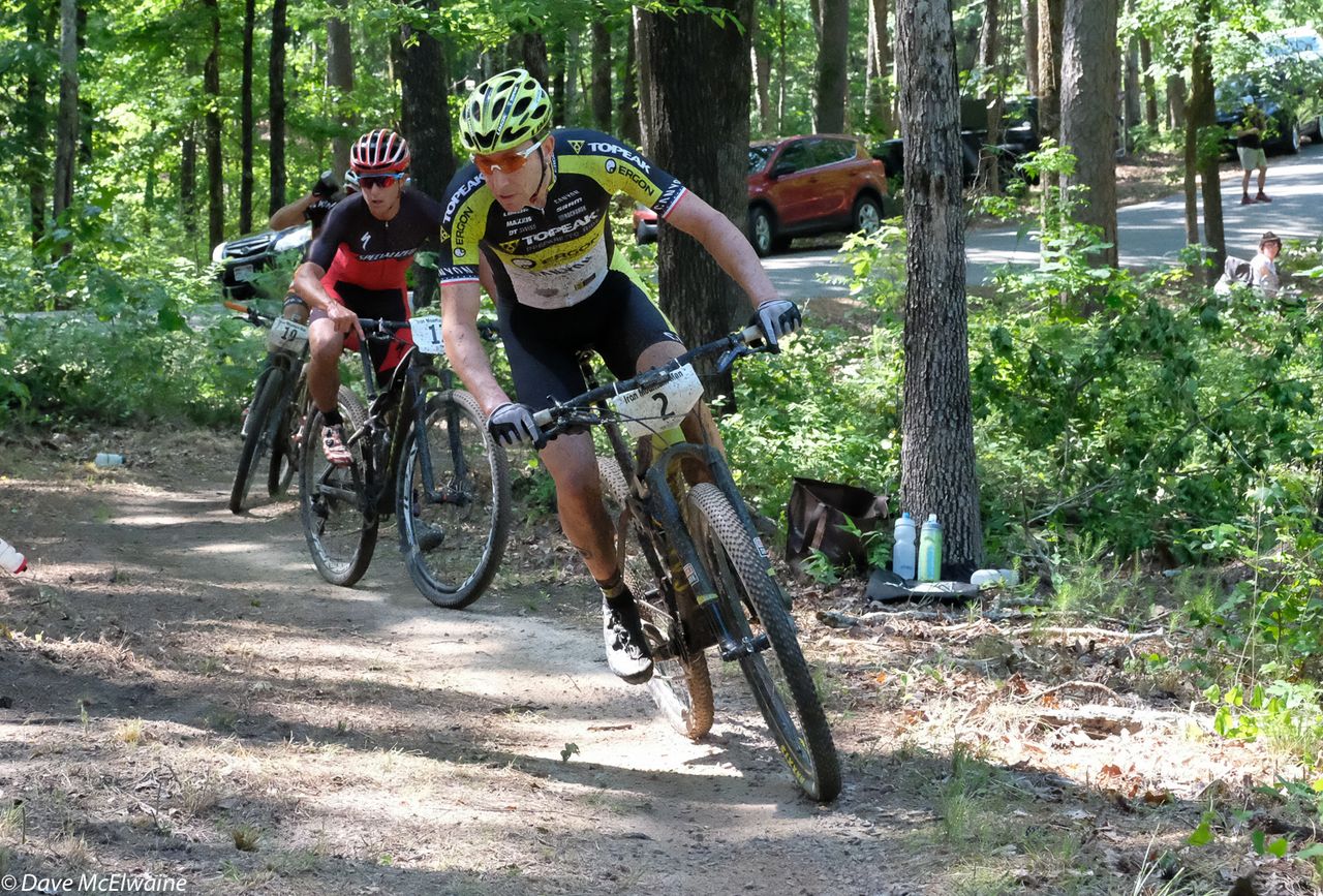 Jeremiah Bishop (Topeak Ergon) leading Grotts and McElveen well into the second lap.