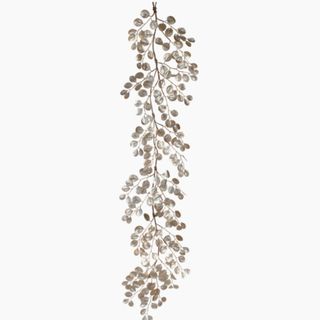 Winward Home Shimmer Eucalyptus Leaf Garland against a white background. 