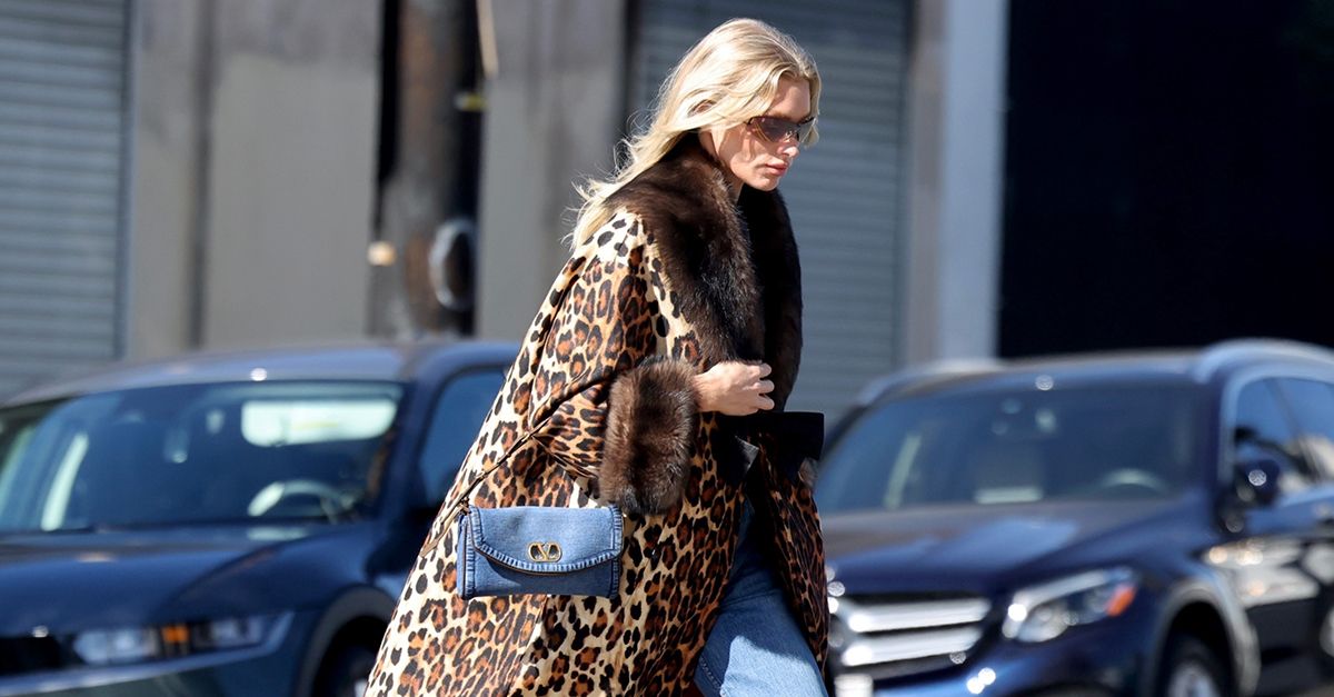 Elsa Hosk Wore the Shoe Coloration Pattern to Put on With Blue Denims