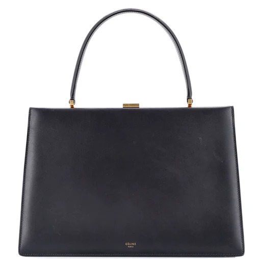 Clasp Top Handle Bag Leather Medium