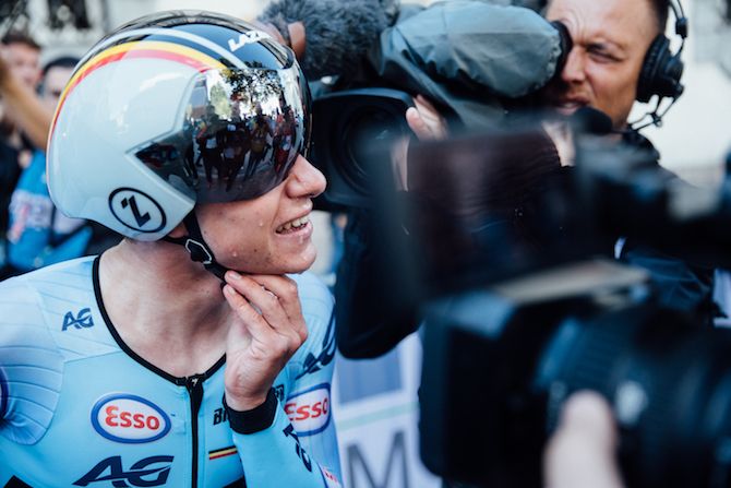 Pre-race favourite Remco Evenepoel (Belgium) takes victory in the junior men's individual time trial