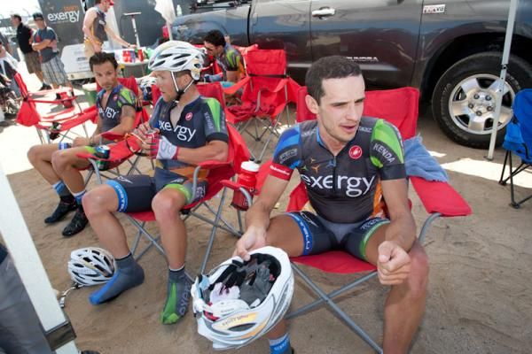 Matt Cooke (Team Exergy) cools off in the shade following the finish of the final stage of the Sea Otter Classic