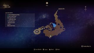 Tales of Arise - a map of Adan Lake showing an owl on the western hill.