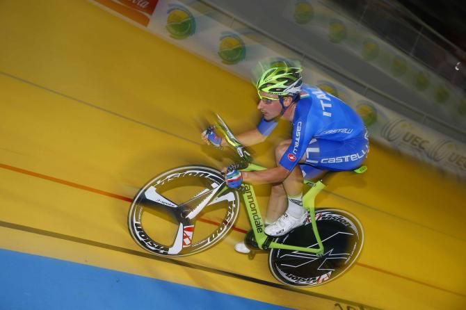 Elia Viviani (Italy) in action in the omnium.