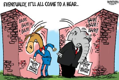 Political Cartoon U.S. Hillary Trump