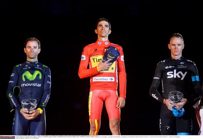 Alberto Contador (Tinkoff-Saxo) on the top step of the podium