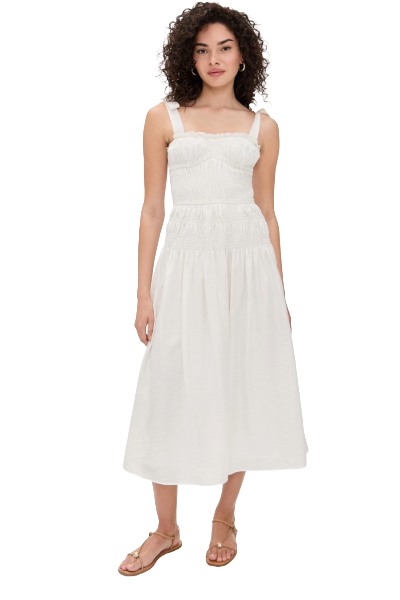 Shopbop, Moon River Adjustable Strap Shirred Midi Dress