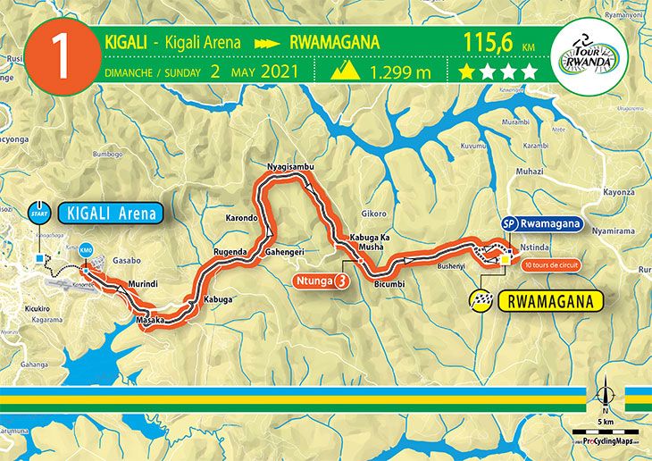 Stage 1 map 2021 Tour du Rwanda