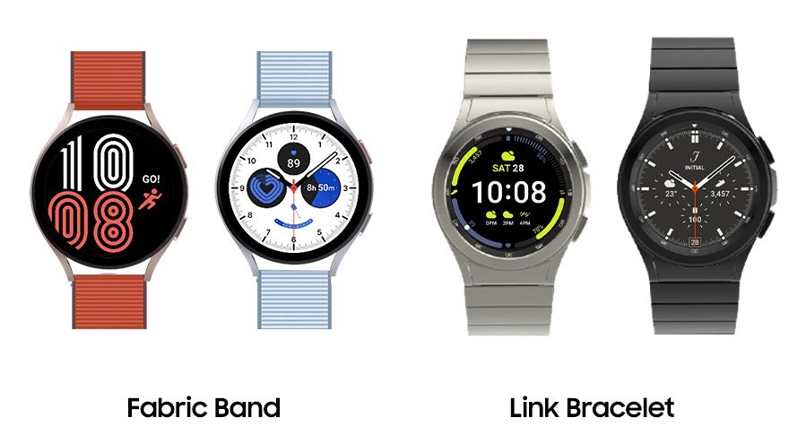 Samsung Galaxy Watch 4 watch bands in fabric and link options