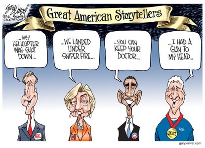 Political cartoon U.S. Brian Williams Hillary Clinton Barack Obama Ryan Lochte