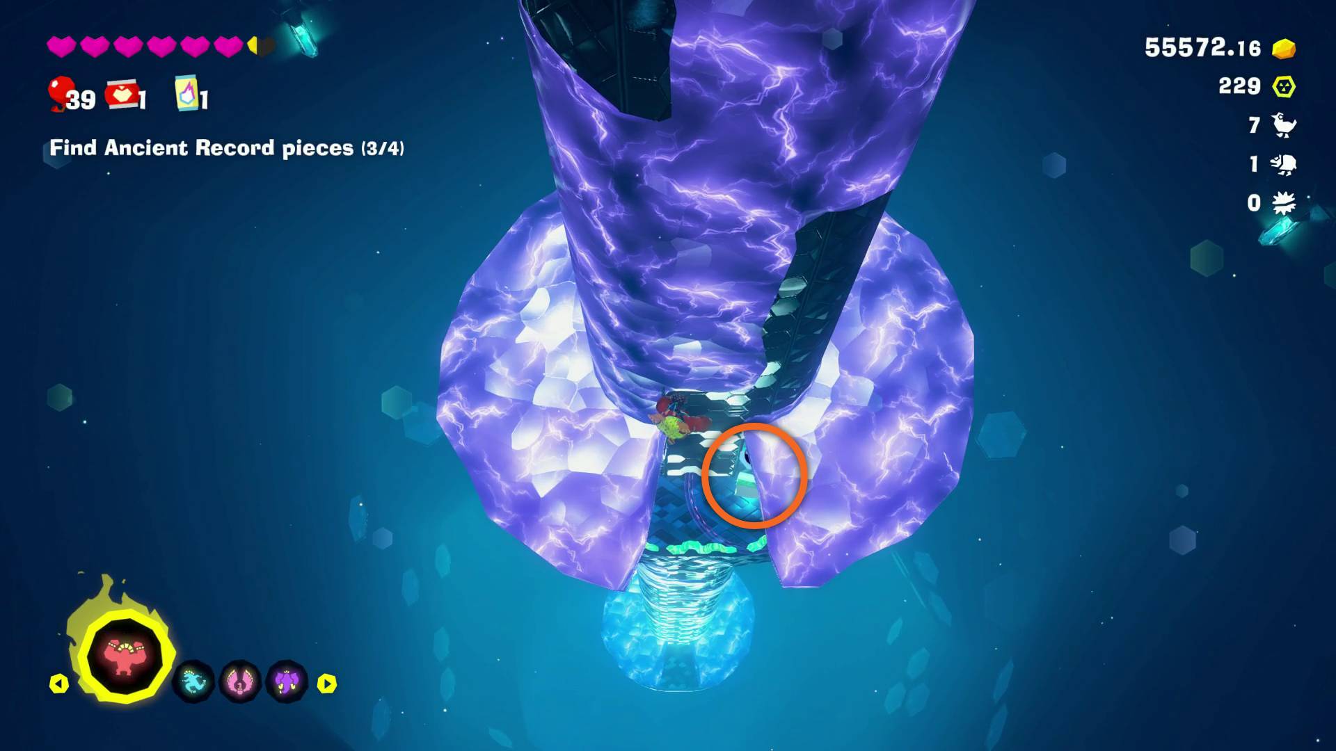 Donkey Kong Bananza Snake Bananza ancient record piece on lower level of sidewinder slide