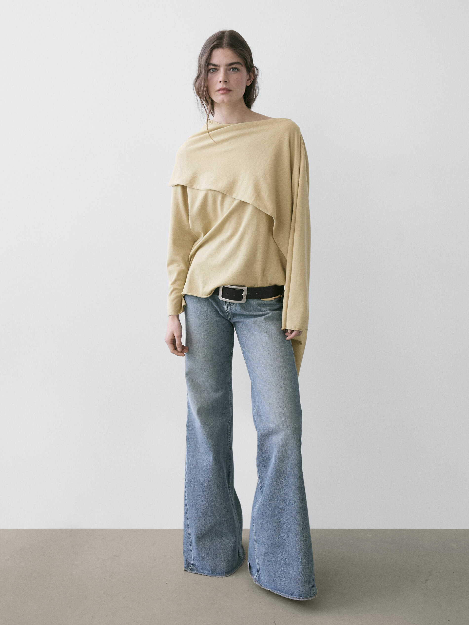 Knit Sweater With Scarf Detail