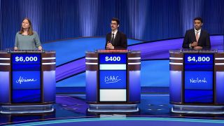 Screenshot of Adriana, Isaac and Neilesh in Jeopardy Tournament of Champions