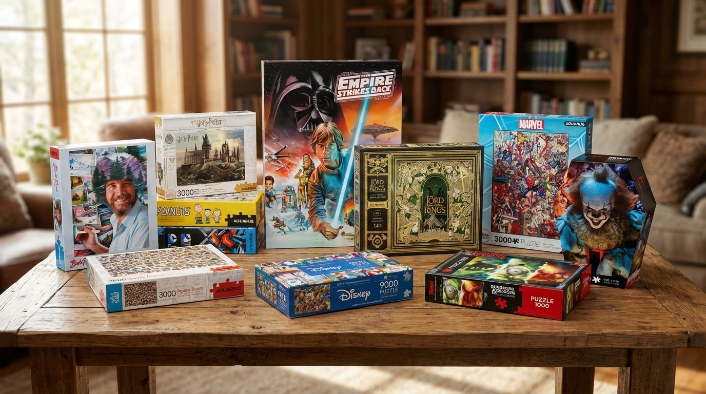 Puzzles on a table