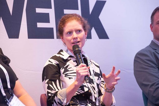 Abby Jenkins, senior director of PBS Kids Content, speaks during the panel session &ldquo;AI Has Arrived &hellip; and It&rsquo;s Getting Smarter.&rdquo;