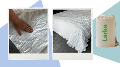 Pictures of the Larke Nature's Blend Duvet being tested in Emily's room