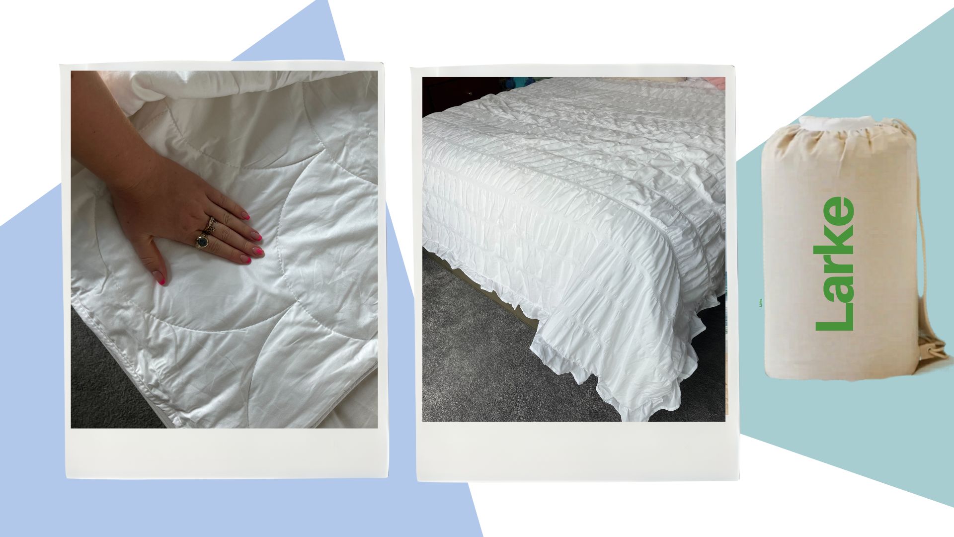 Pictures of the Larke Nature's Blend Duvet being tested in Emily's room